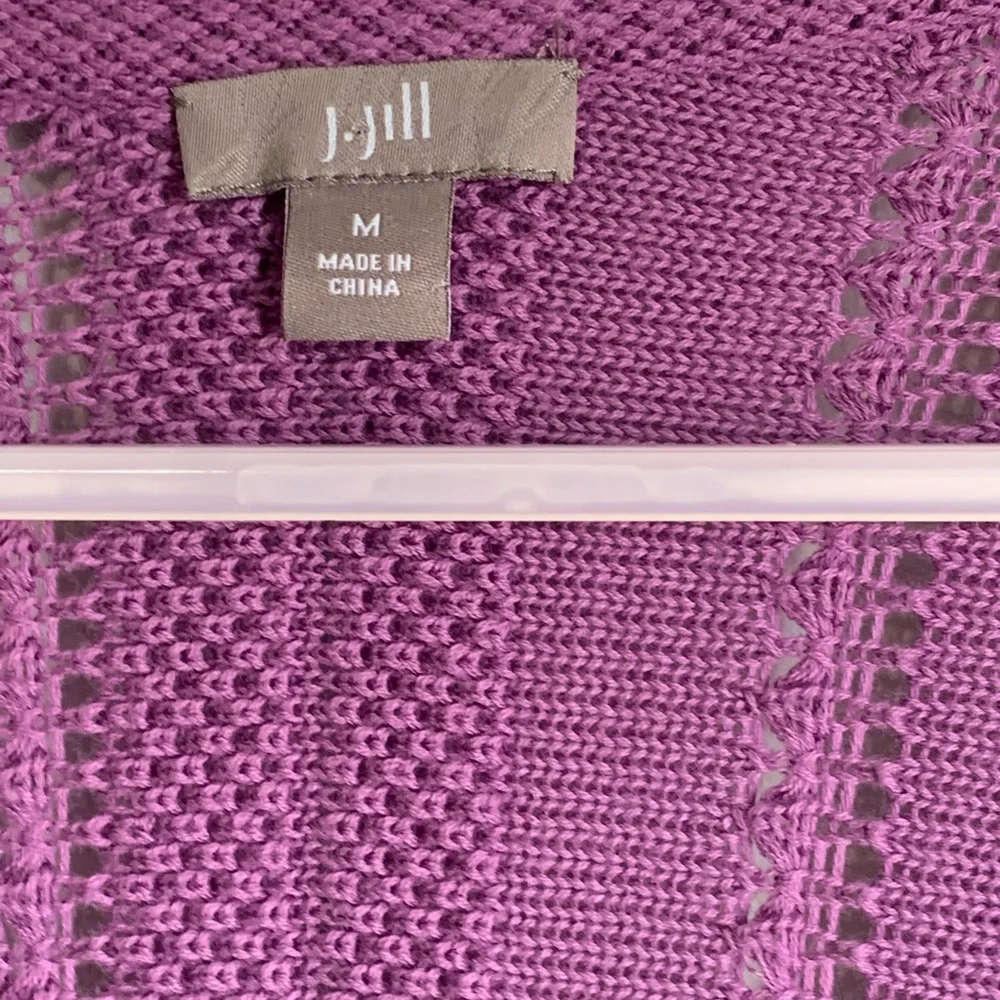 J. Jill Purple Cable Grandpa Cardigan V-Neck 4 button Closure Medium_7